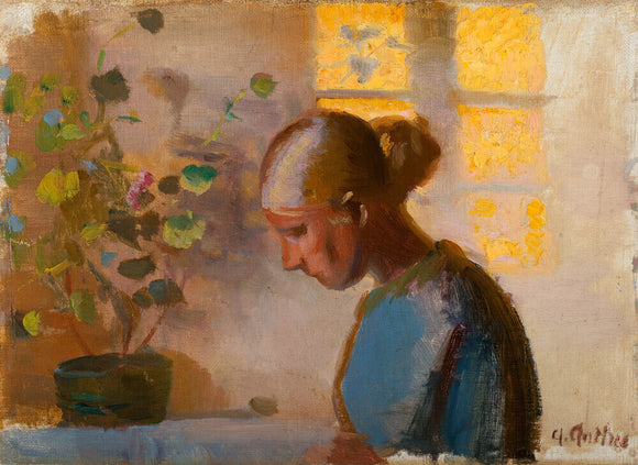Study of a Seamstress in Blue, c.1899