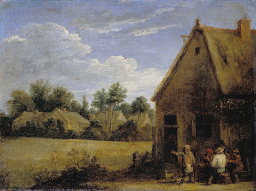 Cottage with Peasants playing Cards