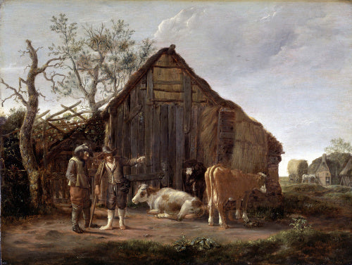 Two Peasants with Cows