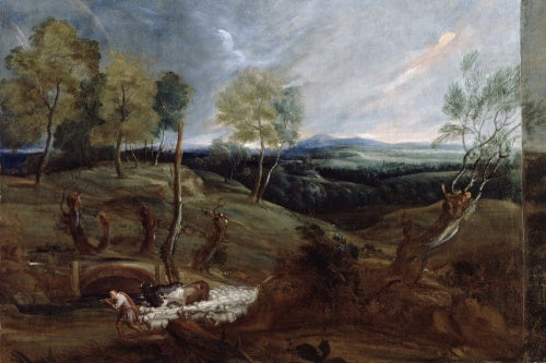 Sunset Landscape with a Shepherd and his Flock