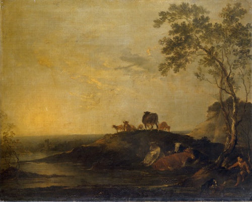 Landscape with Cattle (Cows on a Hillock by a Stream)