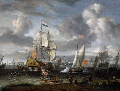 An English Yacht saluting a Dutch Man-of-War in the port of Rotterdam